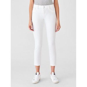 DL1961 Florence Skinny Mid Rise Instasculpt Ankle Jeans White Porcelain Size 24